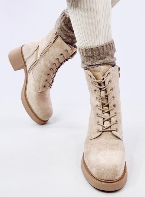 Botki sznurowane na obcasie MAYFIELD BEIGE Botki sznurowane na obcasie MAYFIELD BEIGE
