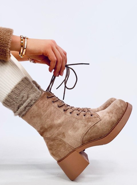 Botki sznurowane na obcasie MAYFIELD KHAKI Botki sznurowane na obcasie MAYFIELD KHAKI