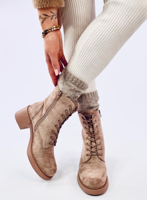 Botki sznurowane na obcasie MAYFIELD KHAKI Botki sznurowane na obcasie MAYFIELD KHAKI