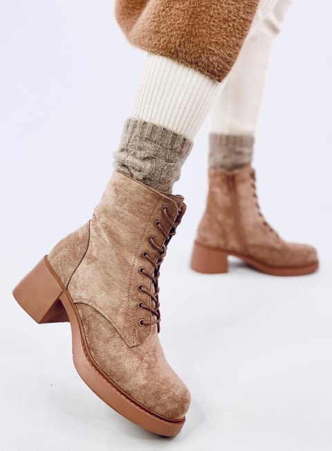 Botki sznurowane na obcasie MAYFIELD KHAKI Botki sznurowane na obcasie MAYFIELD KHAKI