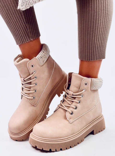 Traperki damskie ocieplane LEODE BEIGE Traperki damskie ocieplane LEODE BEIGE