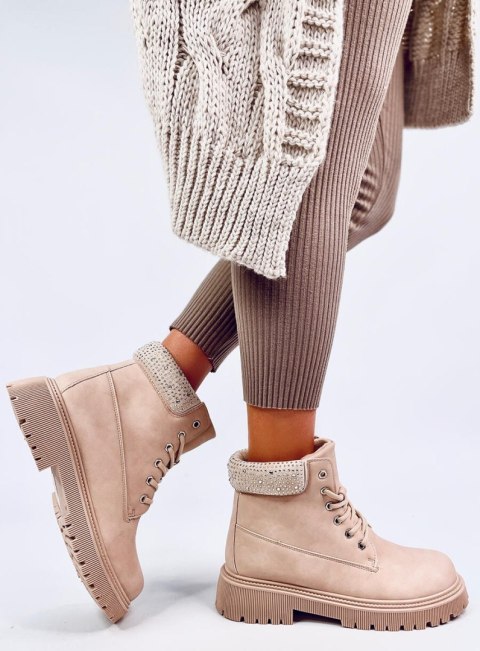 Traperki damskie ocieplane LEODE BEIGE Traperki damskie ocieplane LEODE BEIGE