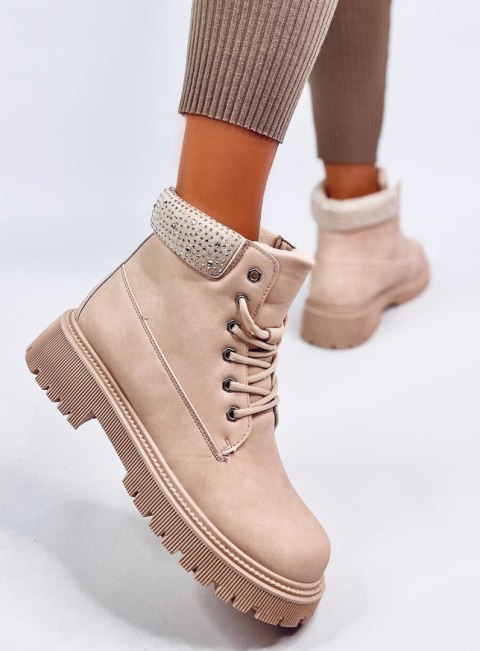 Traperki damskie ocieplane LEODE BEIGE Traperki damskie ocieplane LEODE BEIGE