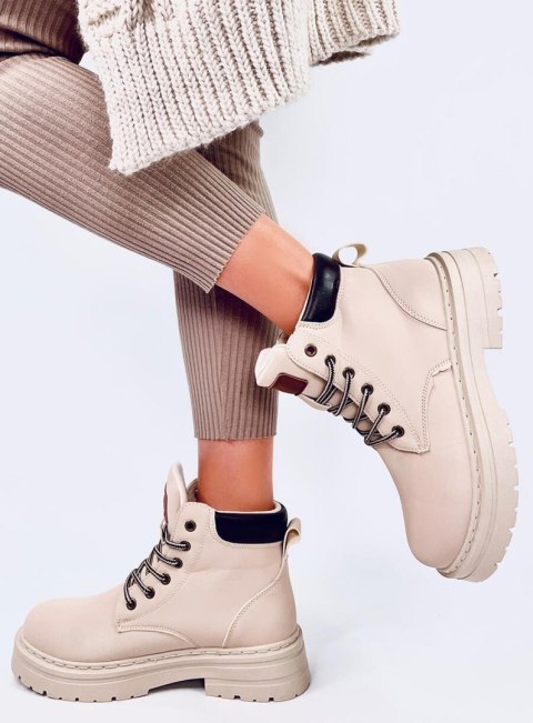 Traperki damskie timberki KELLERS BEIGE Traperki damskie timberki KELLERS BEIGE