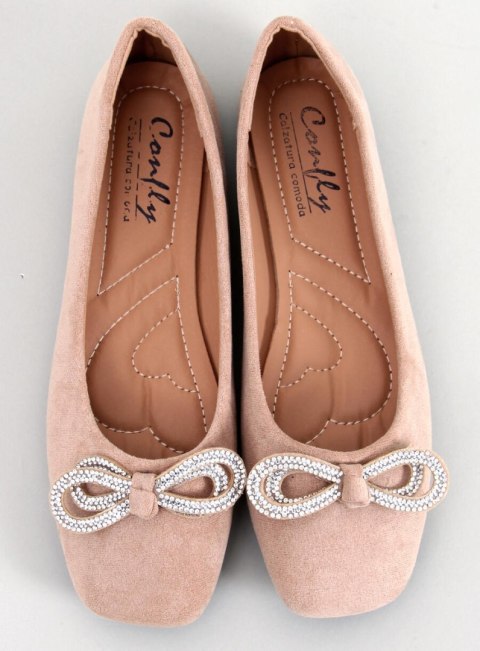 Baleriny zamszowe z kokardką SERNA BEIGE Baleriny zamszowe z kokardką SERNA BEIGE