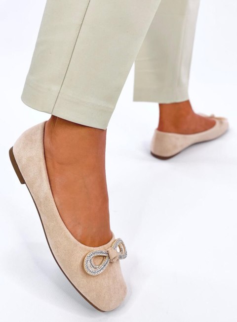 Baleriny zamszowe z kokardką SERNA BEIGE Baleriny zamszowe z kokardką SERNA BEIGE