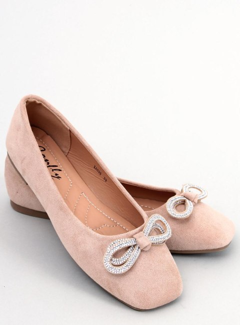 Baleriny zamszowe z kokardką SERNA BEIGE Baleriny zamszowe z kokardką SERNA BEIGE