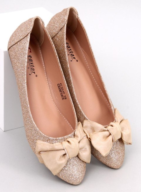 Eleganckie baleriny brokatowe BETZI CHAMPAGNE Eleganckie baleriny brokatowe BETZI CHAMPAGNE