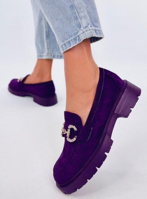 Mokasyny zamszowe z klamerką KARINS PURPLE Mokasyny zamszowe z klamerką KARINS PURPLE
