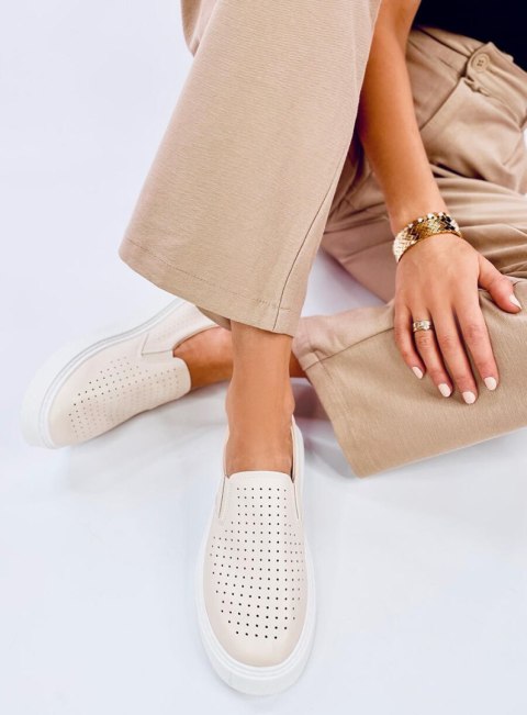 Trampki slip-on ażurowe TOWNS BEIGE