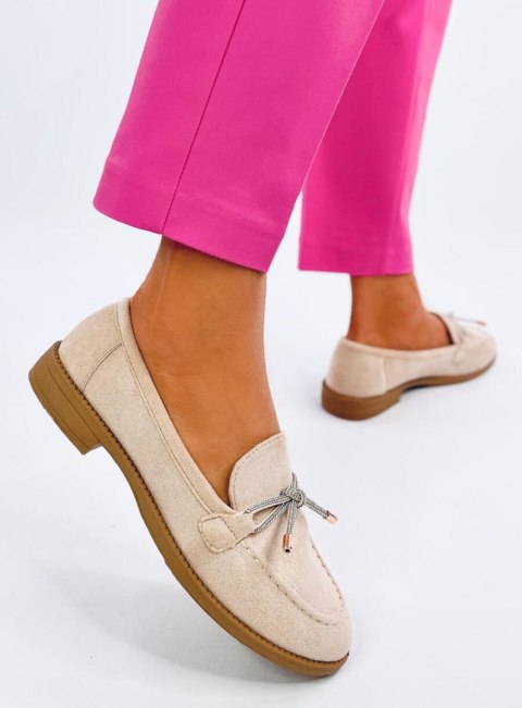 Mokasyny damskie zamszowe SARAS BEIGE Mokasyny damskie zamszowe SARAS BEIGE