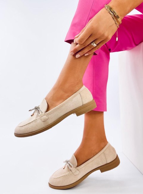 Mokasyny damskie zamszowe SARAS BEIGE Mokasyny damskie zamszowe SARAS BEIGE