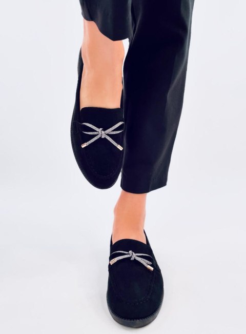 Mokasyny damskie zamszowe SARAS BLACK Mokasyny damskie zamszowe SARAS BLACK