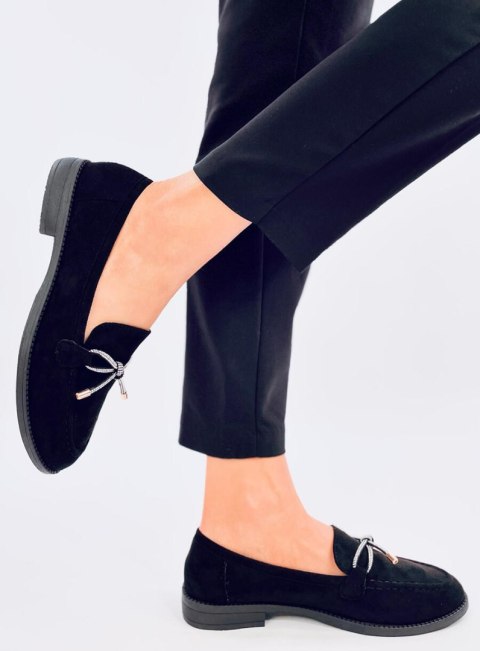 Mokasyny damskie zamszowe SARAS BLACK Mokasyny damskie zamszowe SARAS BLACK