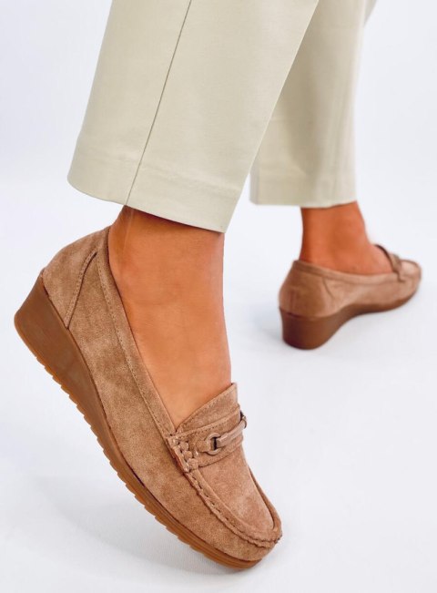 Mokasyny na koturnie INDIAN KHAKI Mokasyny na koturnie INDIAN KHAKI