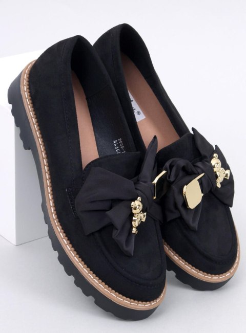 Mokasyny z ozdobnym misiem PENNSY BLACK Mokasyny z ozdobnym misiem PENNSY BLACK