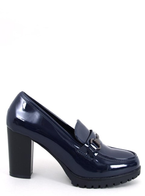 Mokasyny lakierowane na obcasie HYETT DARK BLUE Mokasyny lakierowane na obcasie HYETT DARK BLUE