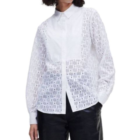 Koszulka Karl Lagerfeld KL Monogram Lace Bib Shirt W 220W1600 Koszulka Karl Lagerfeld KL Monogram Lace Bib Shirt W 220W1600