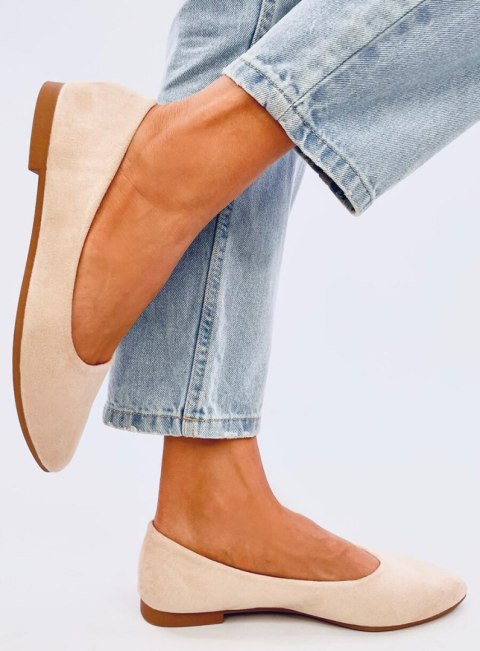 Baleriny ze skórzaną wkładką KEYS BEIGE Baleriny ze skórzaną wkładką KEYS BEIGE