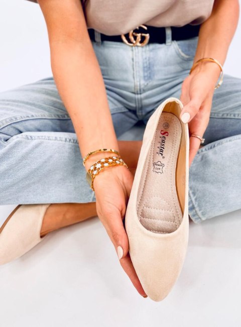 Baleriny ze skórzaną wkładką KEYS BEIGE Baleriny ze skórzaną wkładką KEYS BEIGE
