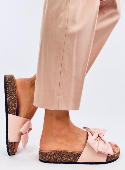 Klapki korkowe z kokardą BUSSI PINK Klapki korkowe z kokardą BUSSI PINK