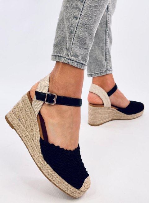 Sandałki na koturnie espadryle MORELLI BLACK