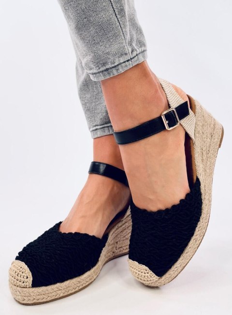 Sandałki na koturnie espadryle MORELLI BLACK