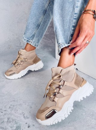 Skarpetkowe sneakersy za kostkę PETRA KHAKI II GATUNEK