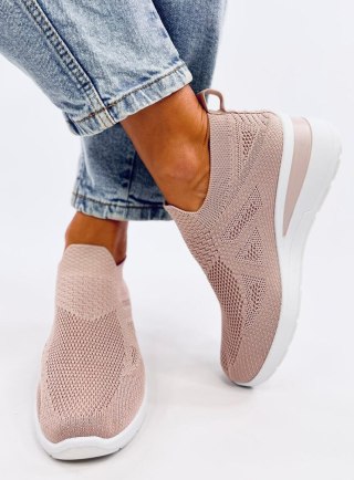 Sneakersy na koturnie skarpetkowe BAYOL PINK