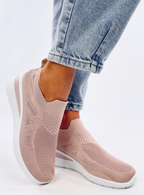 Sneakersy na koturnie skarpetkowe BAYOL PINK