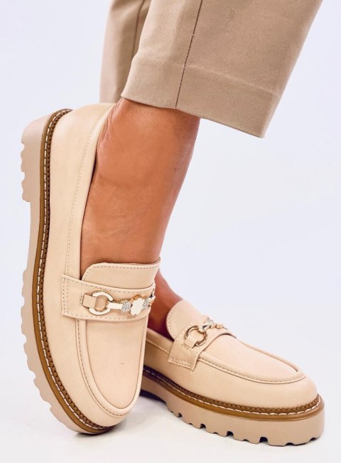 Mokasyny na platformie NIVETTI BEIGE Mokasyny na platformie NIVETTI BEIGE
