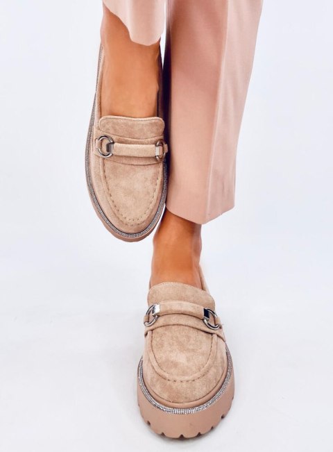 Mokasyny zamszowe wysoka podeszwa SHEADY KHAKI Mokasyny zamszowe wysoka podeszwa SHEADY KHAKI