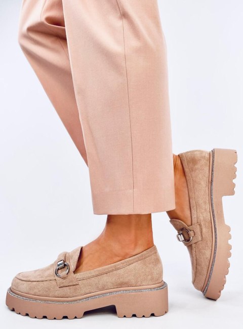 Mokasyny zamszowe wysoka podeszwa SHEADY KHAKI Mokasyny zamszowe wysoka podeszwa SHEADY KHAKI