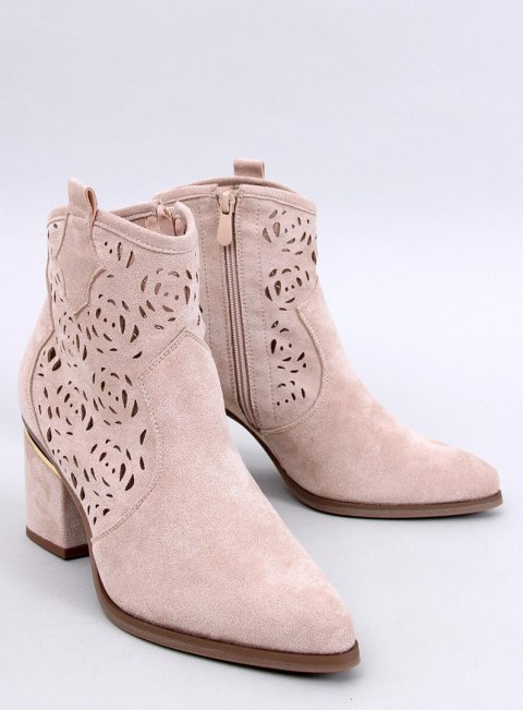 Botki ażurowe na obcasie DONOVAN BEIGE