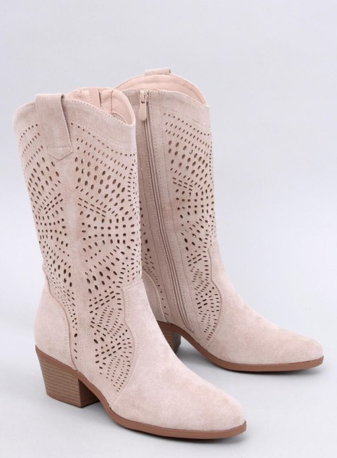 Kozaki ażurowe kowbojki HUNTER BEIGE Kozaki ażurowe kowbojki HUNTER BEIGE