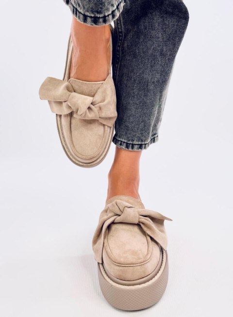 Mokasyny zamszowe z kokardą TEMPELTON KHAKI Mokasyny zamszowe z kokardą TEMPELTON KHAKI