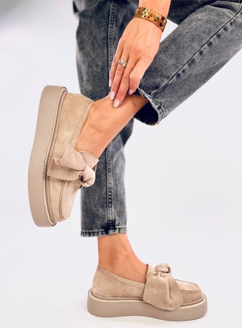 Mokasyny zamszowe z kokardą TEMPELTON KHAKI Mokasyny zamszowe z kokardą TEMPELTON KHAKI