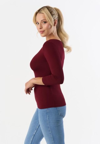 BLUZKA MANATI, RĘKAW 3/4 - KOLOR DENIM, MARSALA, BORDO