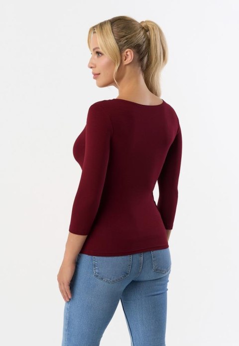 BLUZKA MANATI, RĘKAW 3/4 - KOLOR DENIM, MARSALA, BORDO