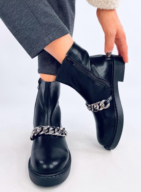 Botki damskie z łańcuszkiem FOSTER BLACK Botki damskie z łańcuszkiem FOSTER BLACK