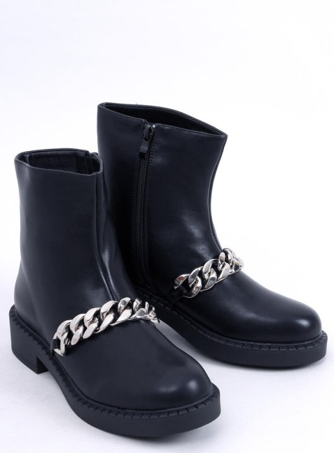 Botki damskie z łańcuszkiem FOSTER BLACK Botki damskie z łańcuszkiem FOSTER BLACK