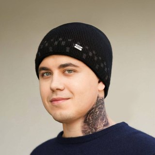 Czapka męska zimowa, czarna, Tymian