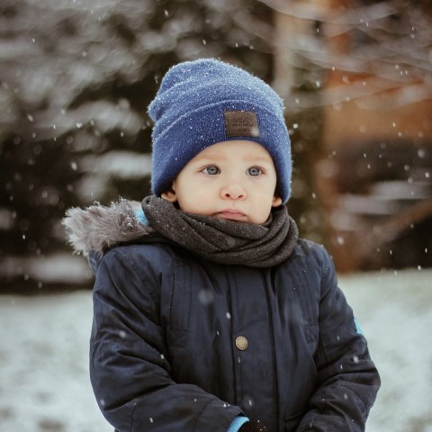 Czapka zimowa dziecięca z wywinięciem szara Smerf