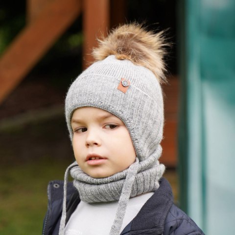 Komplet zimowy dla chłopca: czapka i komin ciemnoszary Dominik