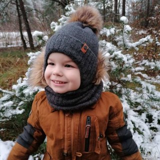 Komplet zimowy dla chłopca: czapka i komin granatowy Dominik