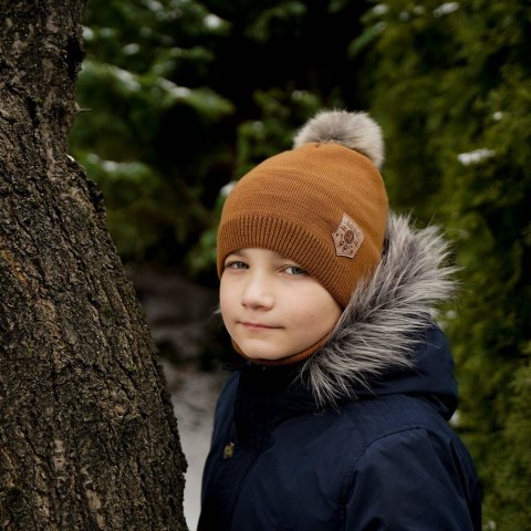 Komplet zimowy dla chłopca: czapka i komin khaki Apolin
