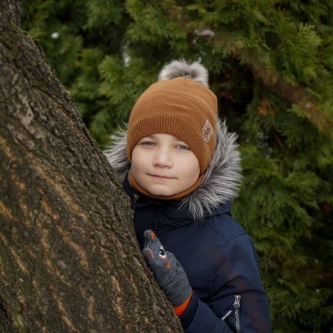 Komplet zimowy dla chłopca: czapka i komin khaki Apolin