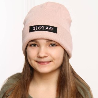 Czapka zimowa dziecięca, błękitna, dwuwarstwowa, z wywinięciem Zigzag