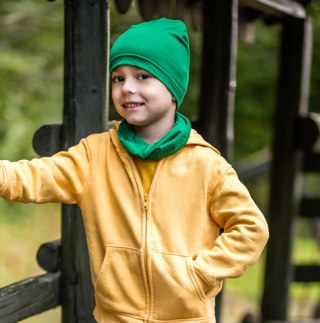 Komplet chłopięcy bawełniany: czapka i komin jesienny/wiosenny zielony Hazel