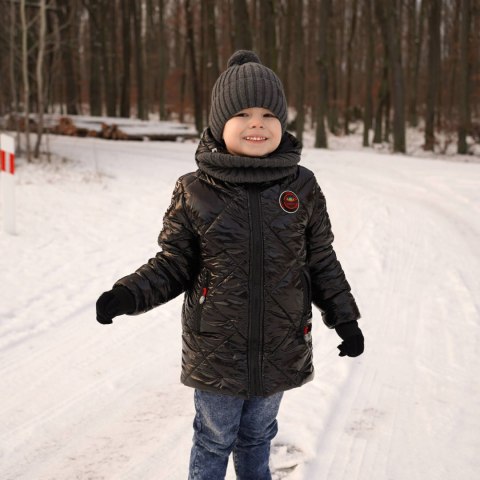 Czapka i komin dla chłopca zimowy komplet, czarny, z pomponem Wiliam Czapka i komin dla chłopca zimowy komplet, czarny, z pomponem Wiliam